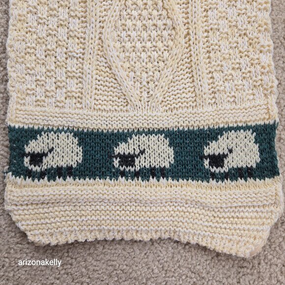 Wool Aran Scarf Lamb Sheep Design - Picture 2 of 8